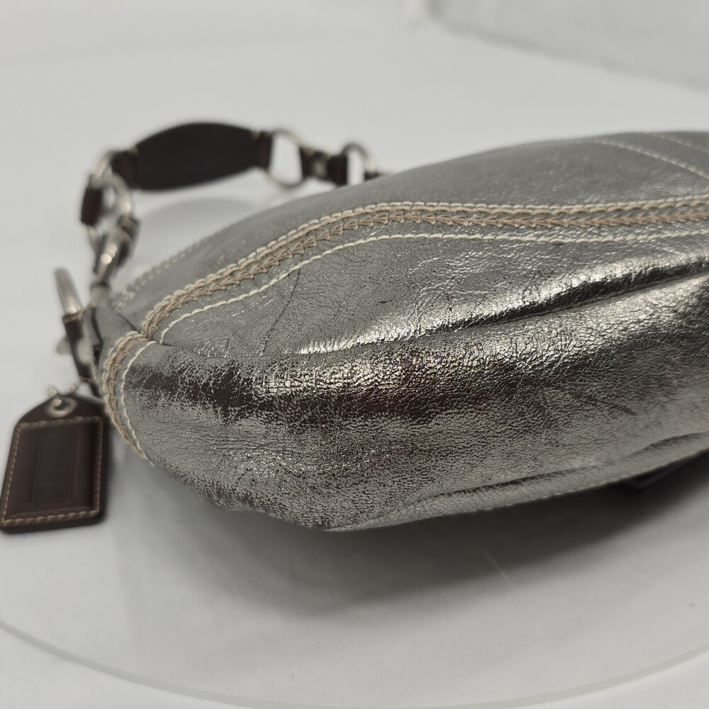 Rare Vtg Y2K Coach F10595 Soho Buckle Flap Gunmetal Leather Shoulder Bag/Hobo - Picture 11 of 16